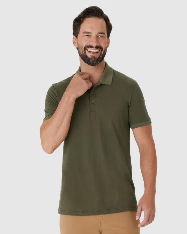 Camisa Polo Básica Masculina Em Algodão Pima Verde - XGG