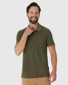 Camisa Polo Básica Masculina Em Algodão Pima Verde - XGG