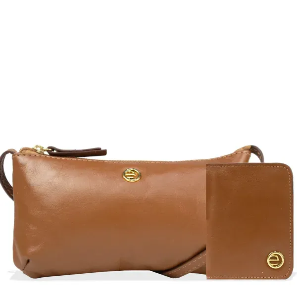 Bolsa Transversal com Carteira Couro Essence Le Postiche Caramelo