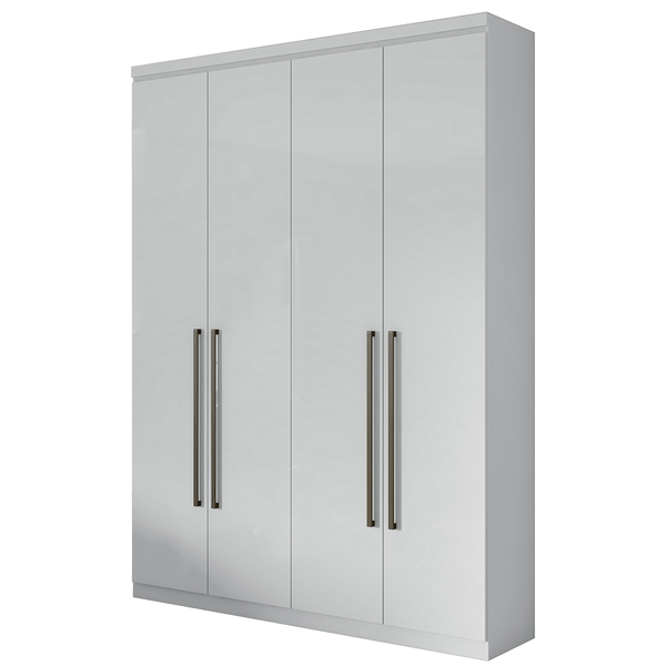 Guarda-roupa, MDF, 04 Portas, 02 gavetas, 01 Calceiro - Alonzo New Branco