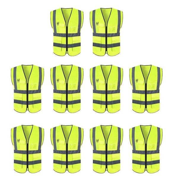 Colete Sinalizador Faixa Refletivo Kit 10 Unidades Trabalho Epi Blusao Fluorescente Obra Segurança