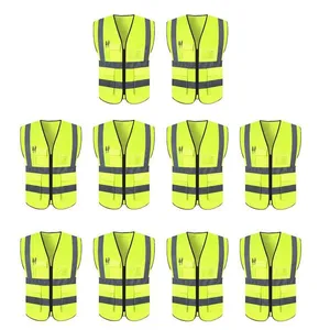 Colete Sinalizador Faixa Refletivo Kit 10 Unidades Trabalho Epi Blusao Fluorescente Obra Segurança