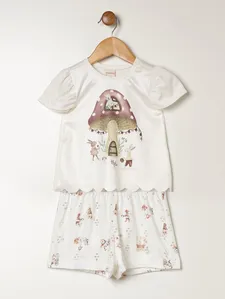 Conjunto Curto Infantil Para Bebê - OFF WHITE G