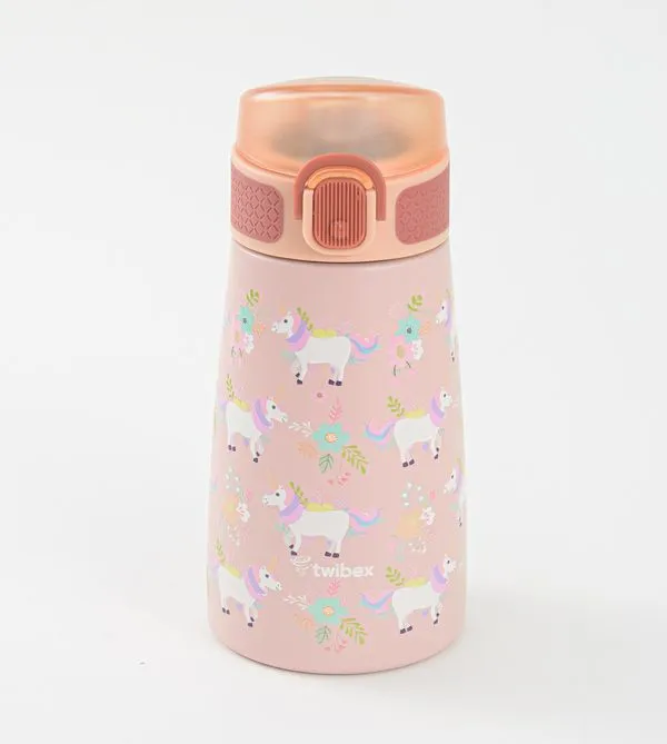 Garrafa Térmica Inox Parede Dupla 3D Unicórnio 350ml Twibex Rosa