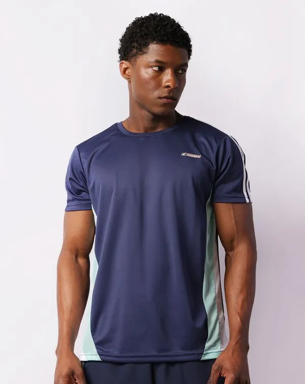Camiseta Esportiva Masculina Com Recortes Marinho P
