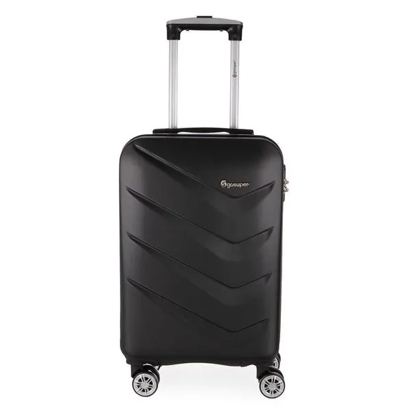 Mala de Bordo P 55cm Abs com Cadeado Integrado e Rodas Giro 360 Oslo Preto com Zíper Gosuper Mala de Bordo P Abs com Cadeado Integrado e Rodas Giro 360 Oslo Preto Gosuper