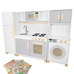 Kit Cozinha Infantil Retro com Geladeira e Máquina de Lavar Cinza