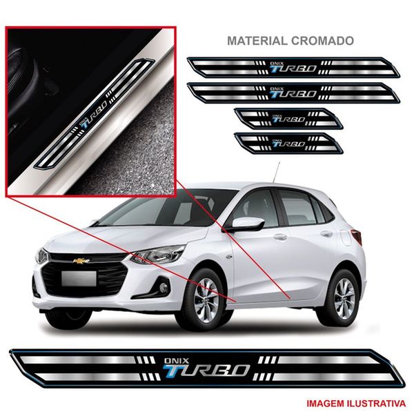 Kit Jogo Soleira Protetor Carro Turbo Onix Resinado Preto