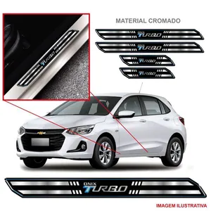 Kit Jogo Soleira Protetor Carro Turbo Onix Resinado Preto