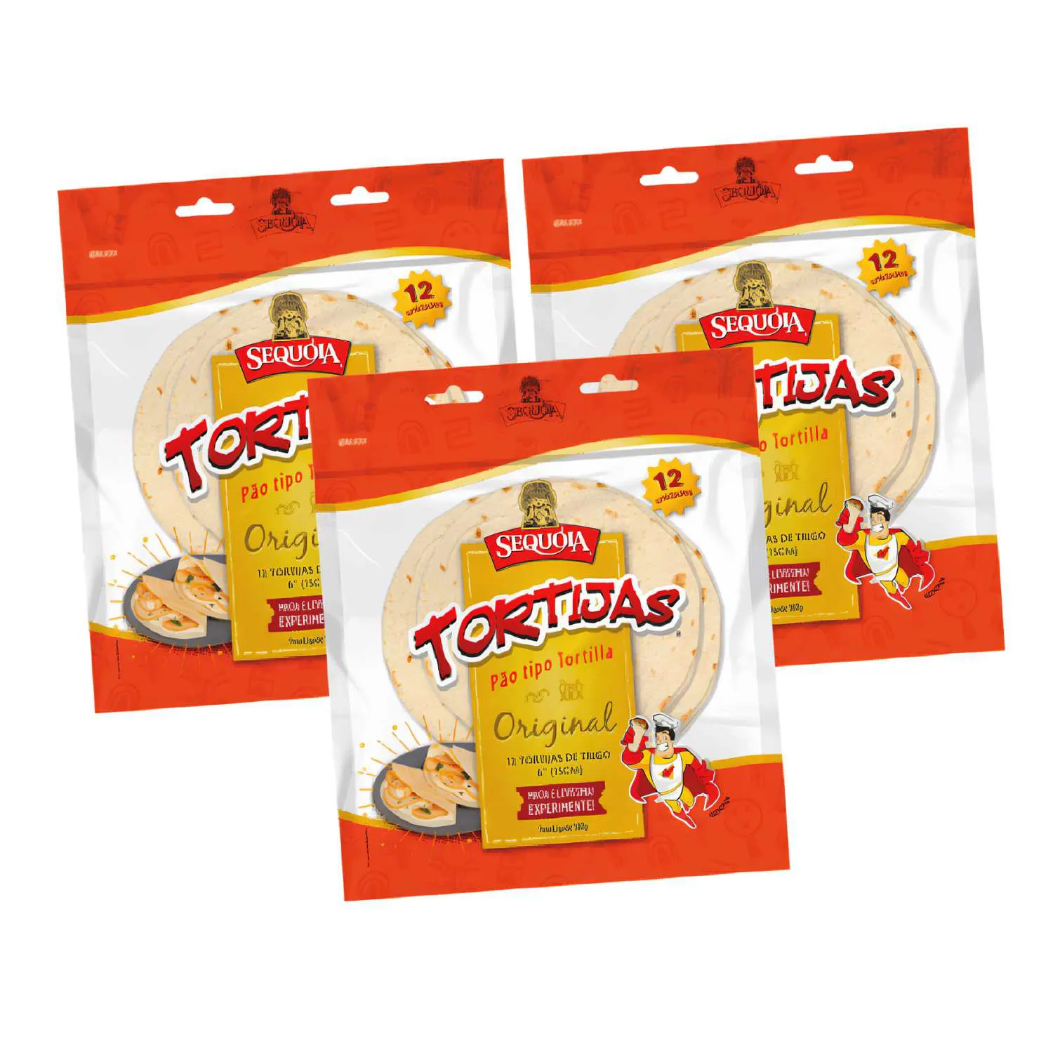 Kit Pão Tipo Tortilla Tradicional Tortijas - Sequóia 3 Pacotes 300g