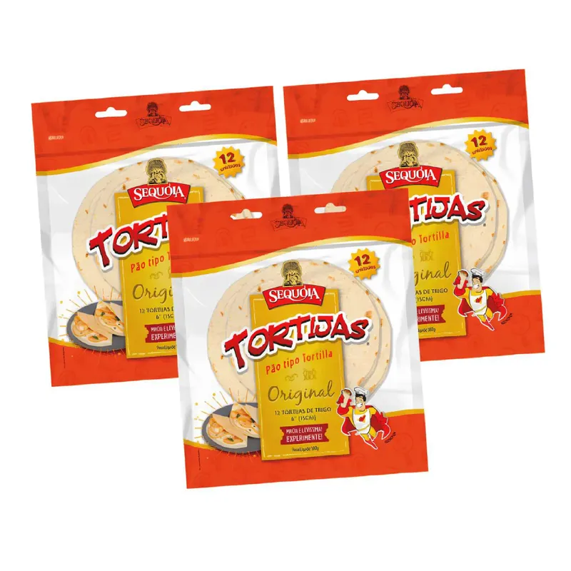 Kit Pão Tipo Tortilla Tradicional Tortijas - Sequóia 3 Pacotes 300g
