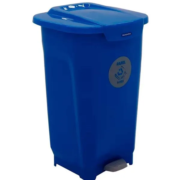 Lixeira para Coleta Seletiva com Pedal Tramontina T-Force em Polipropileno 50 L Azul