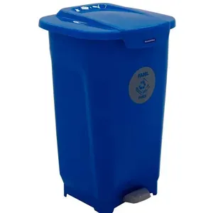Lixeira para Coleta Seletiva com Pedal Tramontina T-Force em Polipropileno 50 L Azul