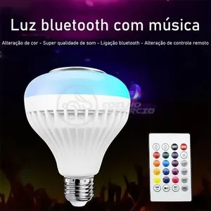 Lâmpada Led 12W E27 Rgb Colorida Com Caixa De Som