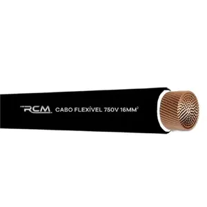Fio Cabo Flexível 750V 16mm para Instalações Residenciais e Industriais Preto RCM Cabos Elétricos Fio Cabo Flexível 750V 16mm para Uso Residencial e Industrial Preto RCM Cabos Elétricos