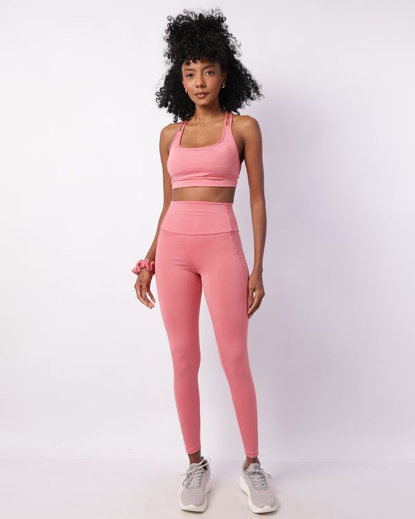 Calça Legging Fitness Feminina Fitter com Bolsos Rosa GG