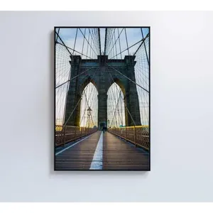 Quadro Ponte Do Brooklyn Pôr Do Sol 60x90 Cm Vidro Impresso
