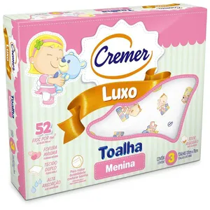 Toalha Fralda Cremer Luxo Estampada Menina 3 Unidades