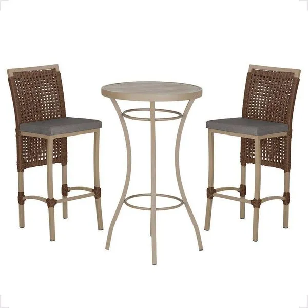 Mesa Bistro E 2 Banquetas Roma Fendi Corda Náutica 11 Marrom