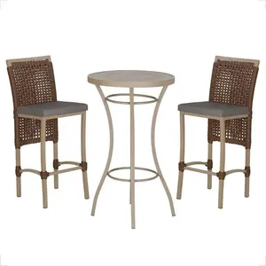 Mesa Bistro E 2 Banquetas Roma Fendi Corda Náutica 11 Marrom