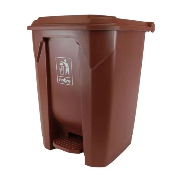 Lixeira Plástica Com Pedal 50l Marrom Grande áreas Externas - Nobre