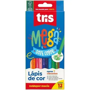 Lápis de Cor Summit Mega Soft Color Sextavado 12 Cores Pacote com 6 Unidades Lápis de Cor Summit Mega Soft Color Sextavado 12 Cores com 6 Pacotes