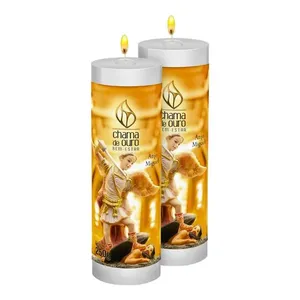 Kit 2 Velas Votiva São Miguel Arcanjo Branca 250g - Chama de Ouro