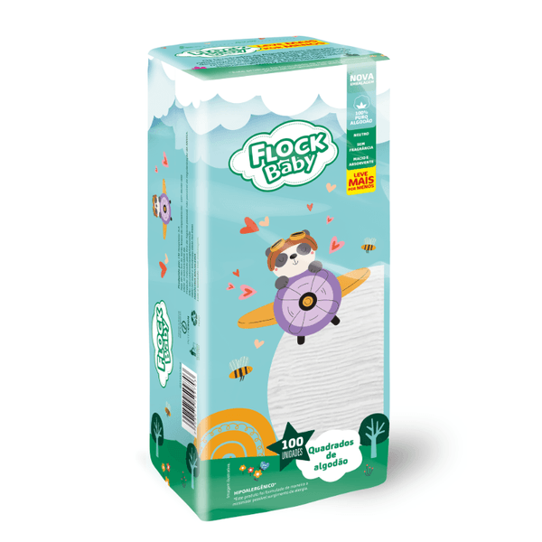 Algodão Quadrado Flock Baby 100 Unidades