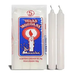 Kit Velas Palito Brancas Nº 5 com 8 Unidades 20401 - Moroabá