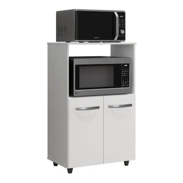 Armário Multiuso Cozinha Para Forno Micro-ondas Thaís 02 Portas Branco - Abmaza