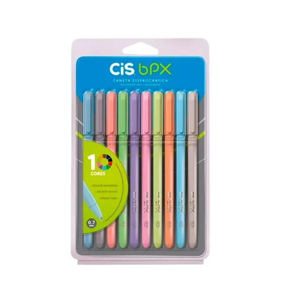 Caneta Esferográfica Blister 10 Cores - Cis