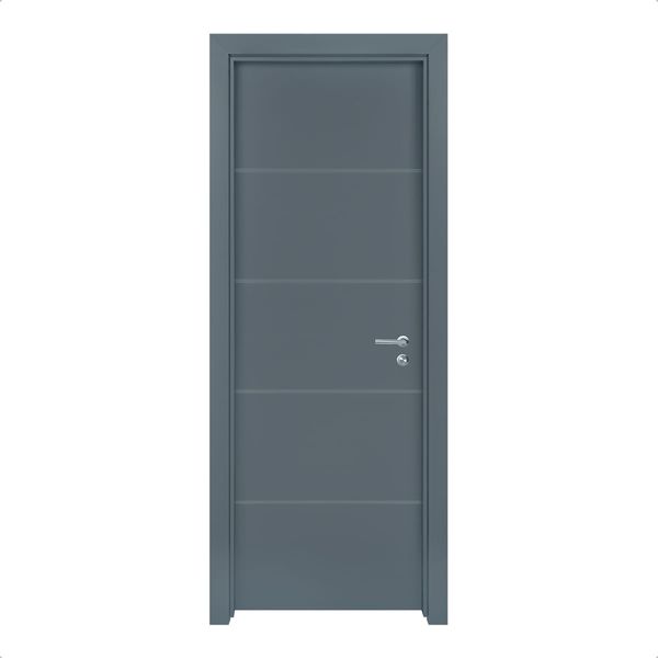 Kit Porta de Madeira 210x72 Esquerda Batente Regulável 11-19cm Grafito Frisado Rocha