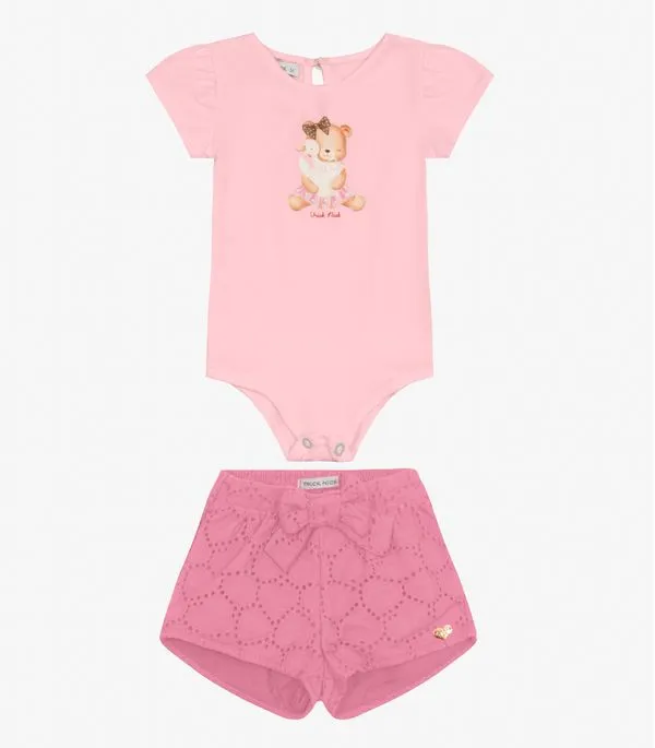 Conjunto Infantil Body com Shorts Trick Nick Rosa 2