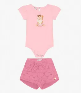 Conjunto Infantil Body com Shorts Trick Nick Rosa 2