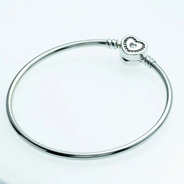Bracelete Para Berloques Fecho Coração Prata 925 18cm