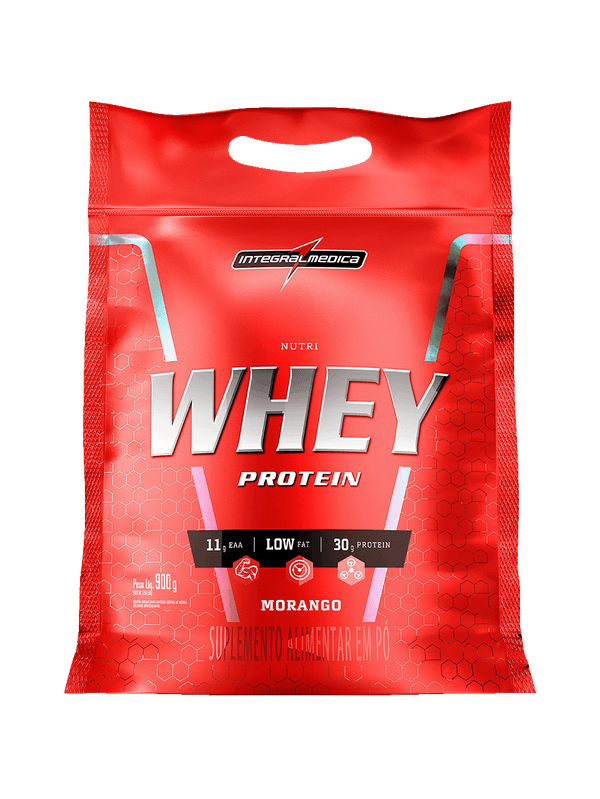 Nutri Whey Protein Pouch 900g Morango Integralmédica