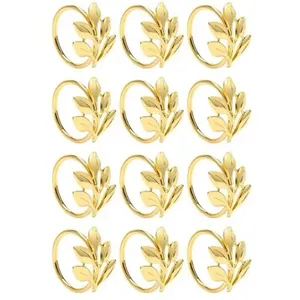 Conjunto Anéis de Guardanapo 12 Unidades Coitak Espirais de Metal Ouro A-BI