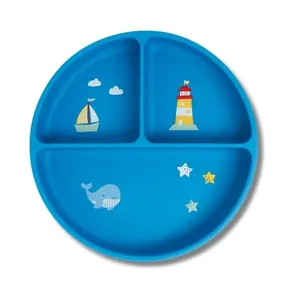 PRATINHO DE SILICONE C/ VENTOSA E DIVISÓRIA URSINHO NAVY AZUL - BUP BABY