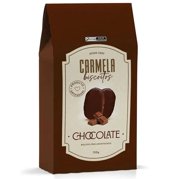 Biscoito Fino Amanteigado Carmela Sabor Chocolate 150g