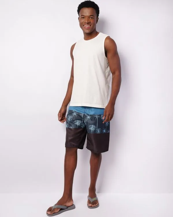 Bermuda Surf Masculina Reta Neoprene Estampado Azul 40
