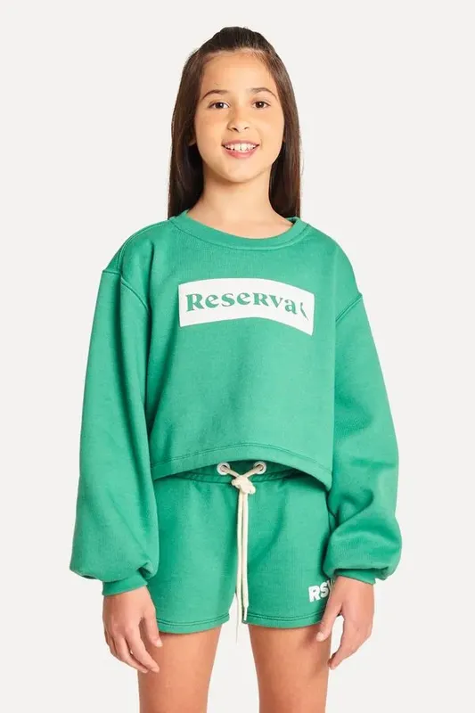 Cropped Moletom Menina Color Verde Bandeira - 18