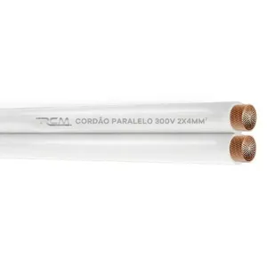 Fio Paralelo Elétrico 300V 2x4mm para Instalações Residenciais Comerciais e Industriais Branco RCM Cabos Elétricos Fio Paralelo Elétrico 300V 2x4mm para Instalações Diversas Branco RCM Cabos Elétricos