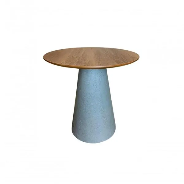 Mesa De Apoio Cone Base Cimento Texturizado - Tampo Mezzo Castani 70 Cm Altura 70 Cm Cor Cinza Claro
