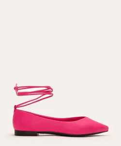 sapatilha bico fino lace up pink 35