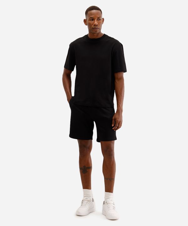 bermuda jogger masculina de moletom básica preta G