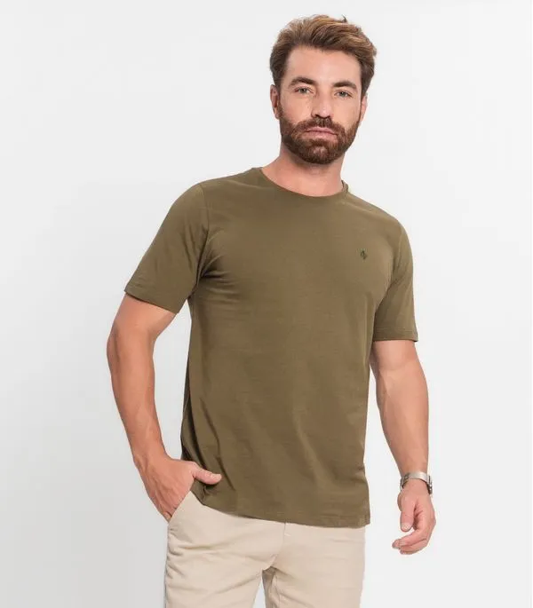 Camiseta Masculina Plus Size Meia Malha Diametro Verde Plus G2