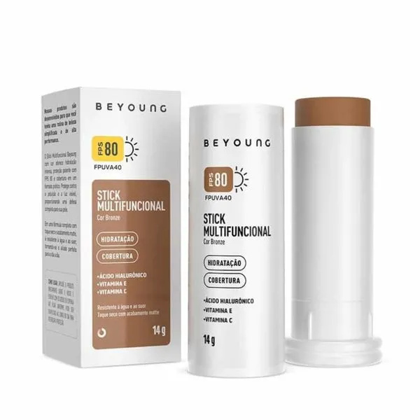 Protetor Solar Facial Beyoung Stick Multifuncional FPS80 Cor Bronze 14g