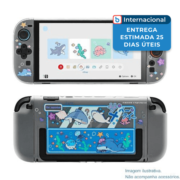 Capa Para Console Switch Geekshare Shark Party Preto A-MBI