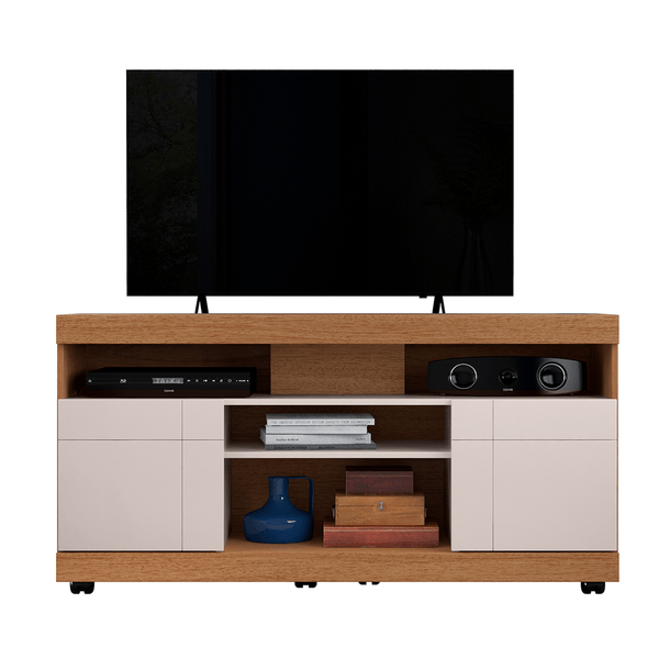 Rack em MDP para TV de até 47'', 2 Portas, 2 Prateleiras - Yara Natura Real / Off-White