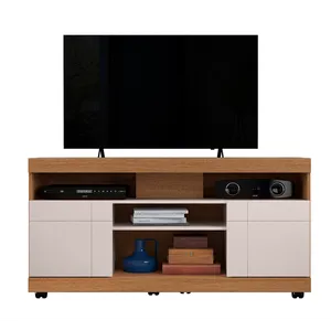 Rack em MDP para TV de até 47'', 2 Portas, 2 Prateleiras - Yara Natura Real / Off-White